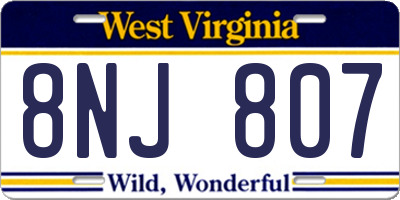 WV license plate 8NJ807