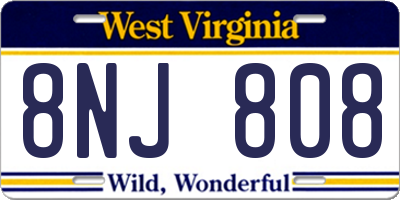 WV license plate 8NJ808