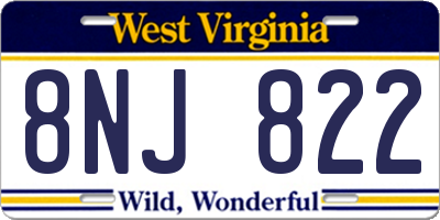 WV license plate 8NJ822
