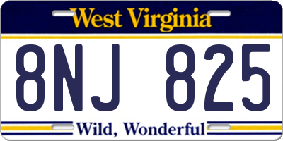 WV license plate 8NJ825