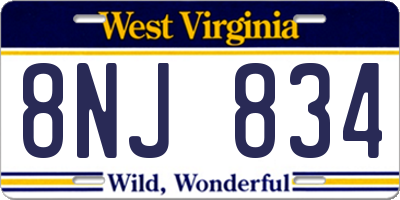 WV license plate 8NJ834