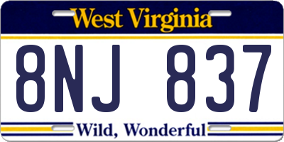 WV license plate 8NJ837