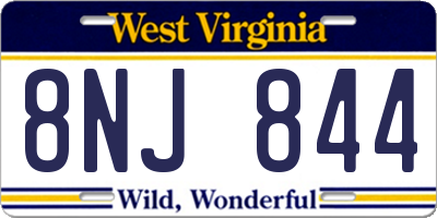 WV license plate 8NJ844