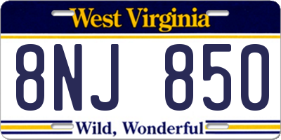 WV license plate 8NJ850