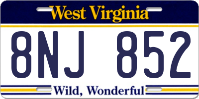 WV license plate 8NJ852