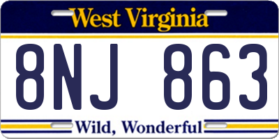 WV license plate 8NJ863