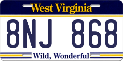 WV license plate 8NJ868