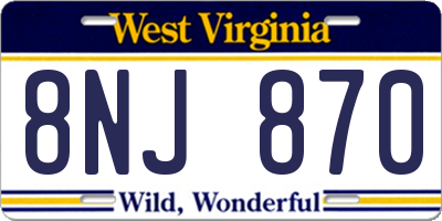 WV license plate 8NJ870