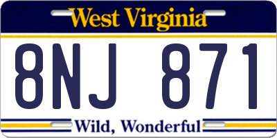 WV license plate 8NJ871