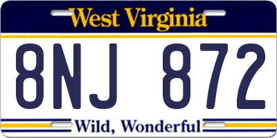 WV license plate 8NJ872