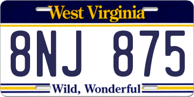 WV license plate 8NJ875