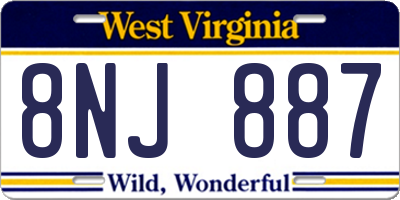 WV license plate 8NJ887