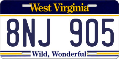 WV license plate 8NJ905