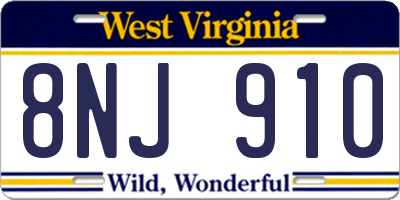 WV license plate 8NJ910