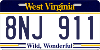 WV license plate 8NJ911