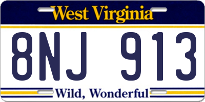 WV license plate 8NJ913