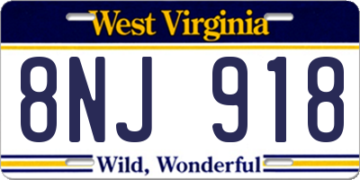 WV license plate 8NJ918
