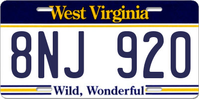 WV license plate 8NJ920