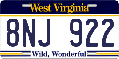 WV license plate 8NJ922