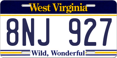 WV license plate 8NJ927