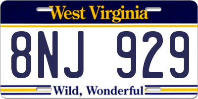 WV license plate 8NJ929