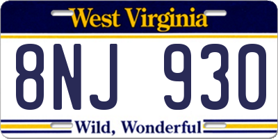 WV license plate 8NJ930