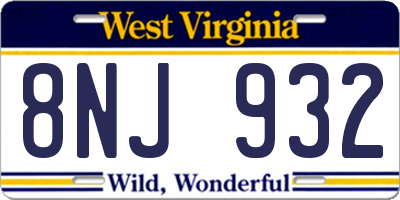WV license plate 8NJ932