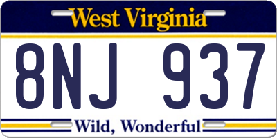 WV license plate 8NJ937