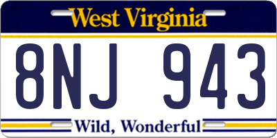WV license plate 8NJ943