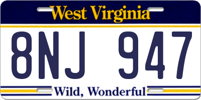 WV license plate 8NJ947