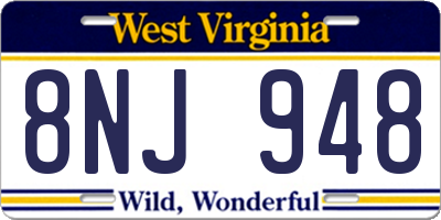 WV license plate 8NJ948