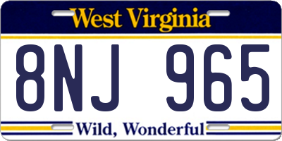 WV license plate 8NJ965