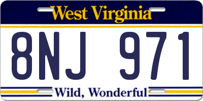 WV license plate 8NJ971