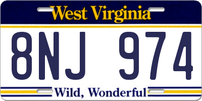 WV license plate 8NJ974