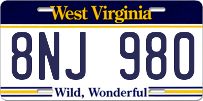 WV license plate 8NJ980
