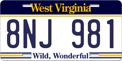 WV license plate 8NJ981