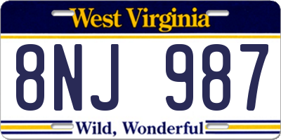 WV license plate 8NJ987