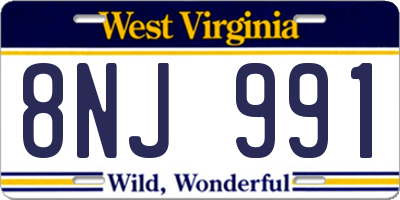 WV license plate 8NJ991
