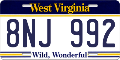 WV license plate 8NJ992
