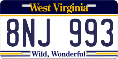 WV license plate 8NJ993