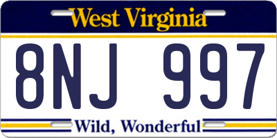 WV license plate 8NJ997