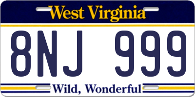 WV license plate 8NJ999