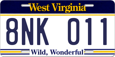 WV license plate 8NK011