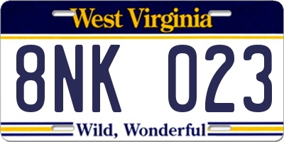 WV license plate 8NK023