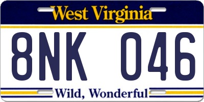 WV license plate 8NK046