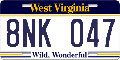 WV license plate 8NK047