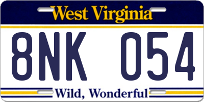 WV license plate 8NK054