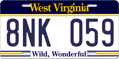 WV license plate 8NK059