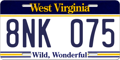 WV license plate 8NK075