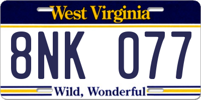 WV license plate 8NK077